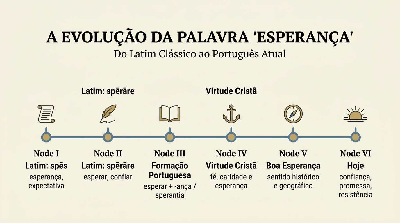 Linha do tempo da origem da palavra esperança do latim às formas modernas
