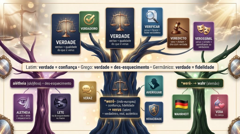 Árvore etimológica da palavra verdade: do proto-indo-europeu *werē- ao latim verus e seus derivados em português