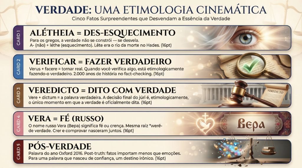Curiosidades sobre a origem da palavra verdade: alétheia, verificar, veredicto, Vera e pós-verdade