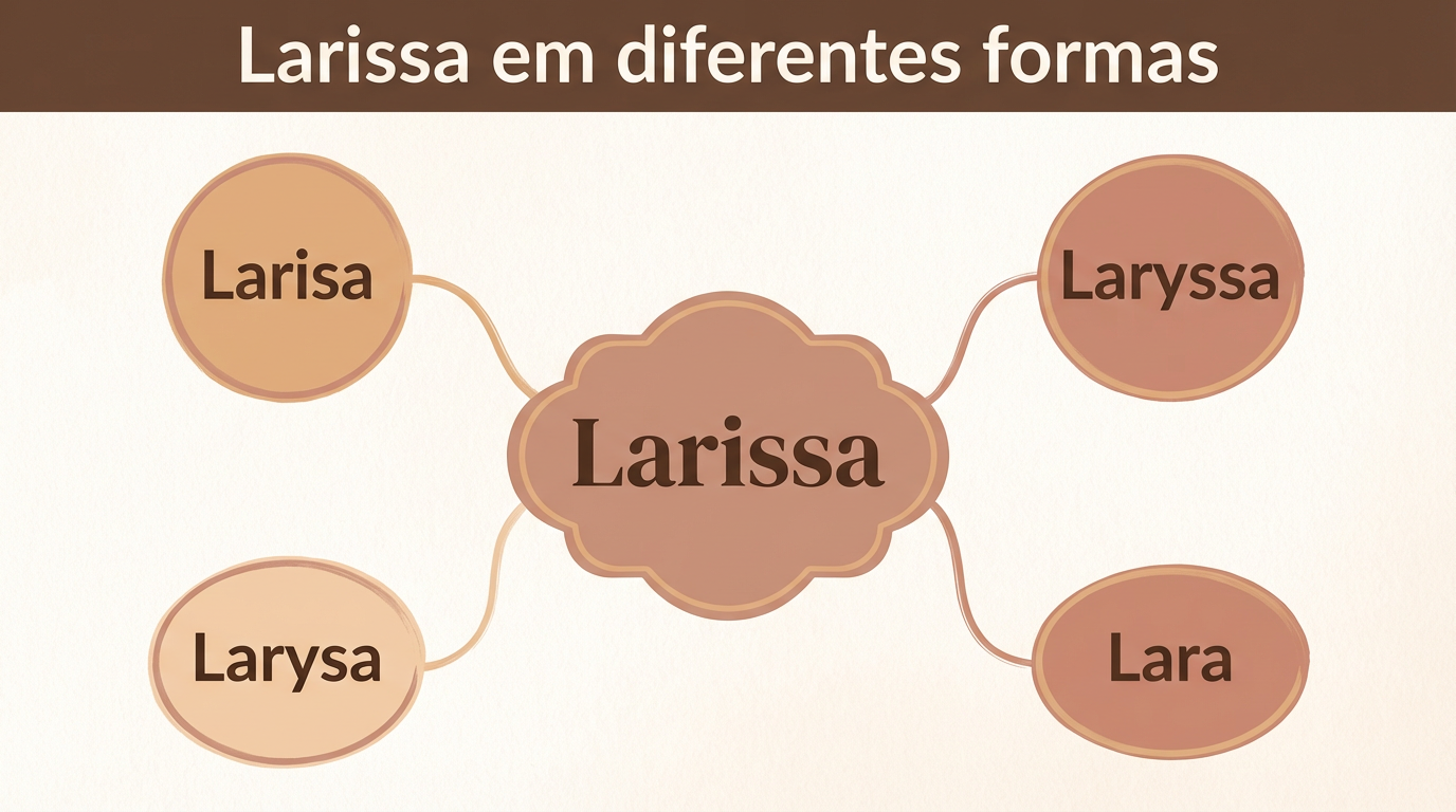 Larissa em Diferentes Formas — Mapa de Difusão Linguística Mapa conceitual com variantes do significado do nome Larissa em diferentes línguas e formas relacionadas.