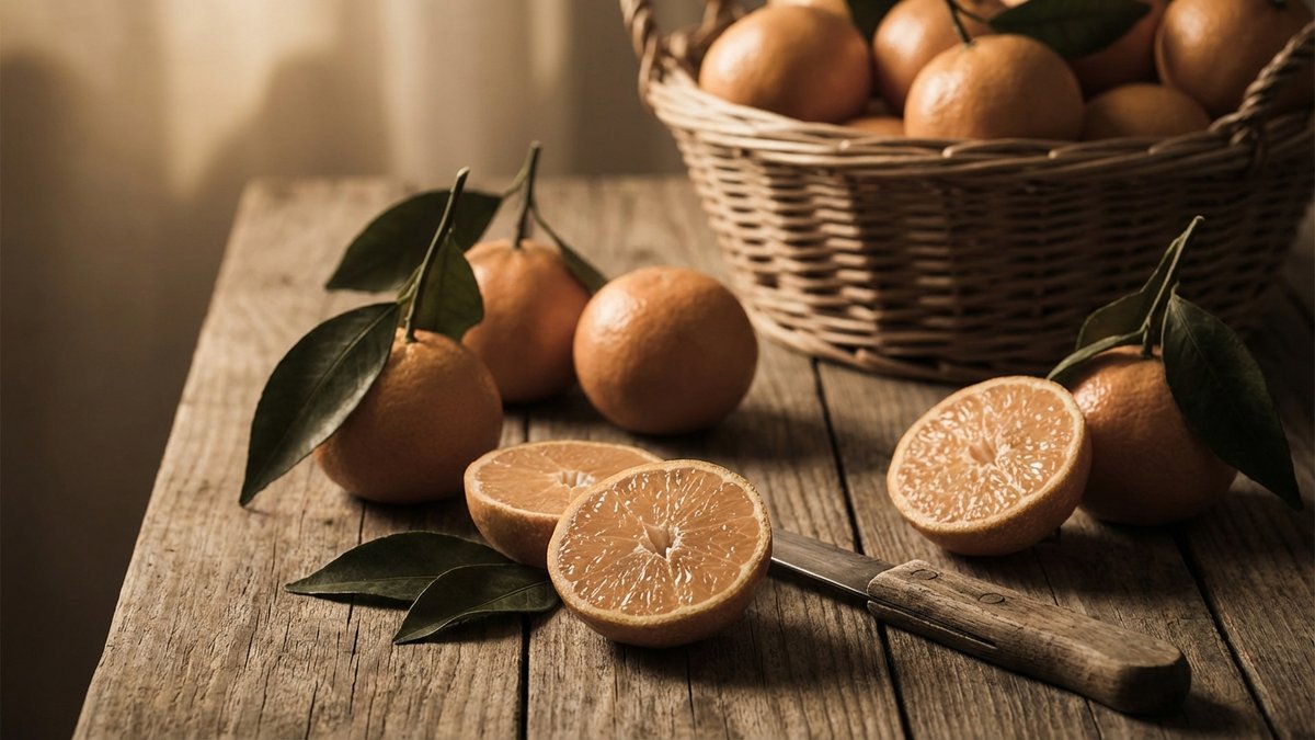 tangerina, mexerica ou bergamota — tríptico sépia com porto de Tânger, mercado paulistano e campo gaúcho — Palavras com História