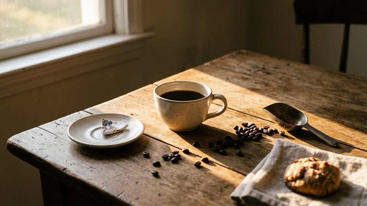 xícara ou chávena — díptico sépia com café brasileiro (xícara) e café português (chávena) lado a lado — Palavras com História