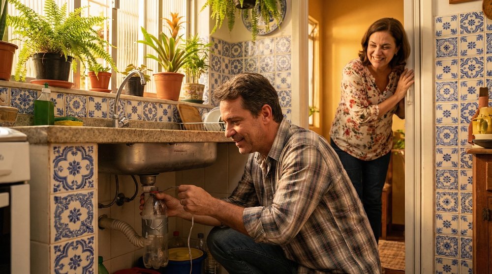 Origem da expressão dar um jeito em uso cotidiano: cena brasileira de improviso criativo — alguém resolvendo um problema com os recursos disponíveis