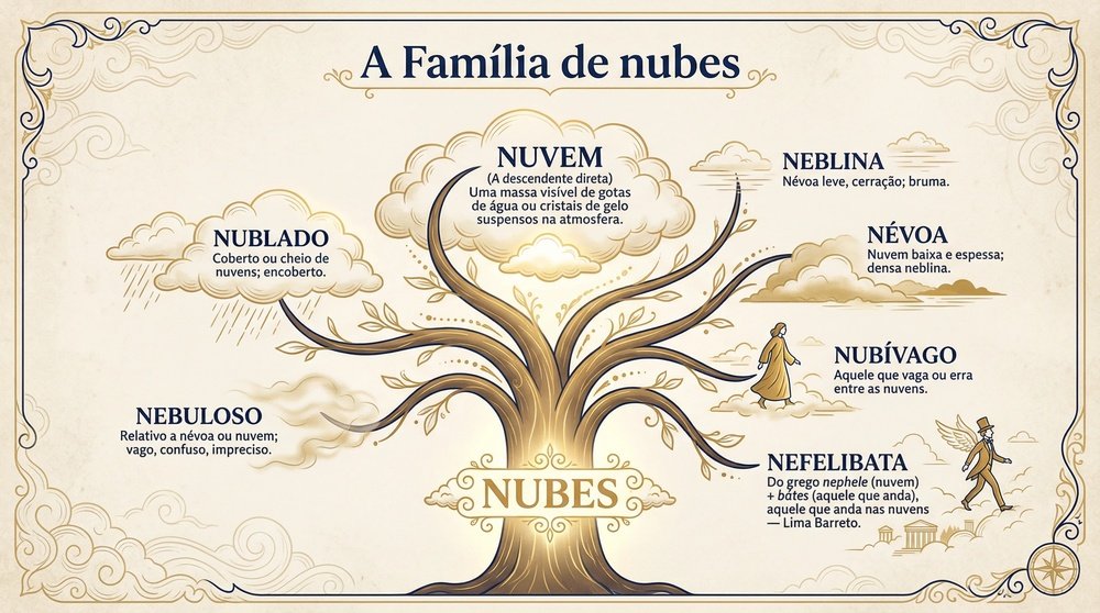 Origem da expressão estar nas nuvens: nubes latino e o simbolismo universal da nuvem como espaço acima da realidade cotidiana