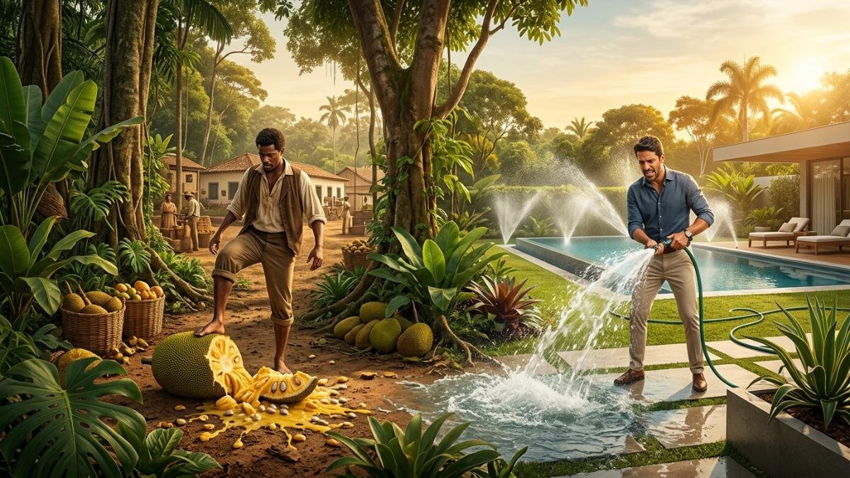 Origem da expressão pé na jaca: tríade de cenas evocando exagero, descontrole e bom humor no cotidiano brasileiro — Palavras com História