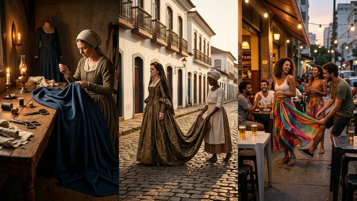 Origem da expressão rabo de saia: tríade de cenas evocando o flerte, a metonímia visual e a moda das saias longas do século XIX — Palavras com História