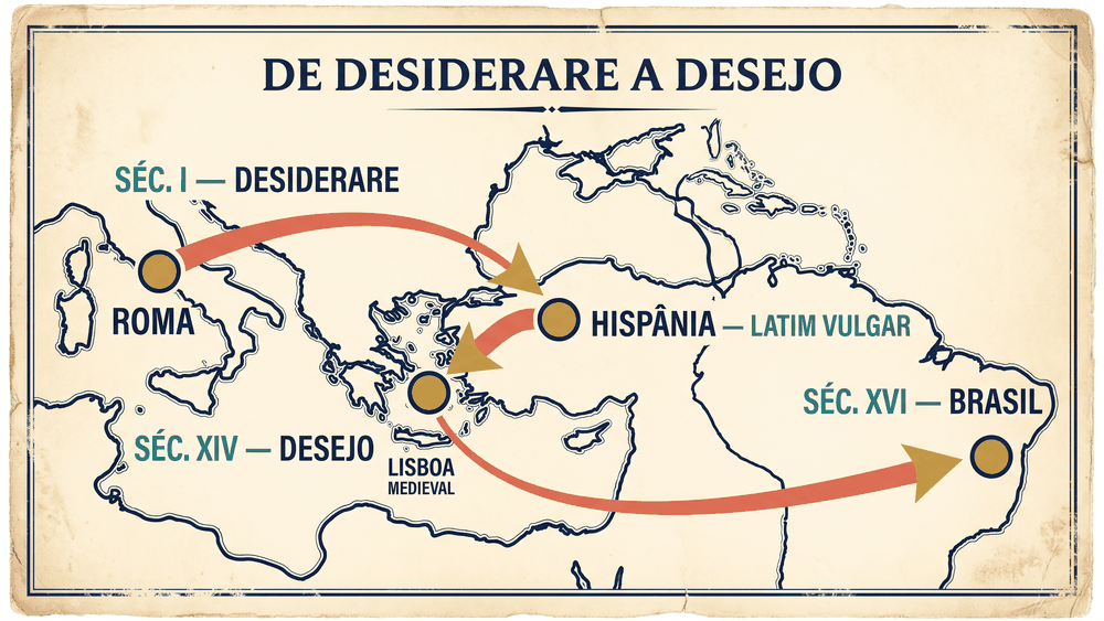Rotas etimológicas do latim desiderare, origem da palavra desejo