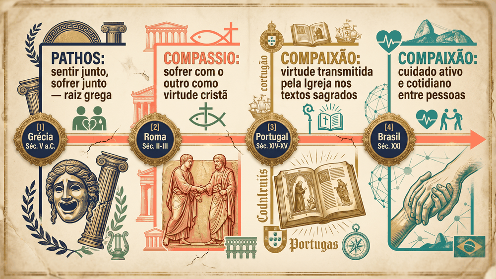 Linha do tempo da evolução histórica da palavra compaixão do latim ao português