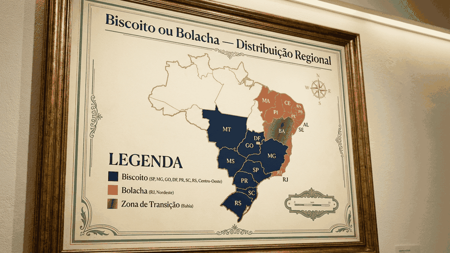 biscoito ou bolacha, mapa do Brasil mostrando regiões onde predomina 