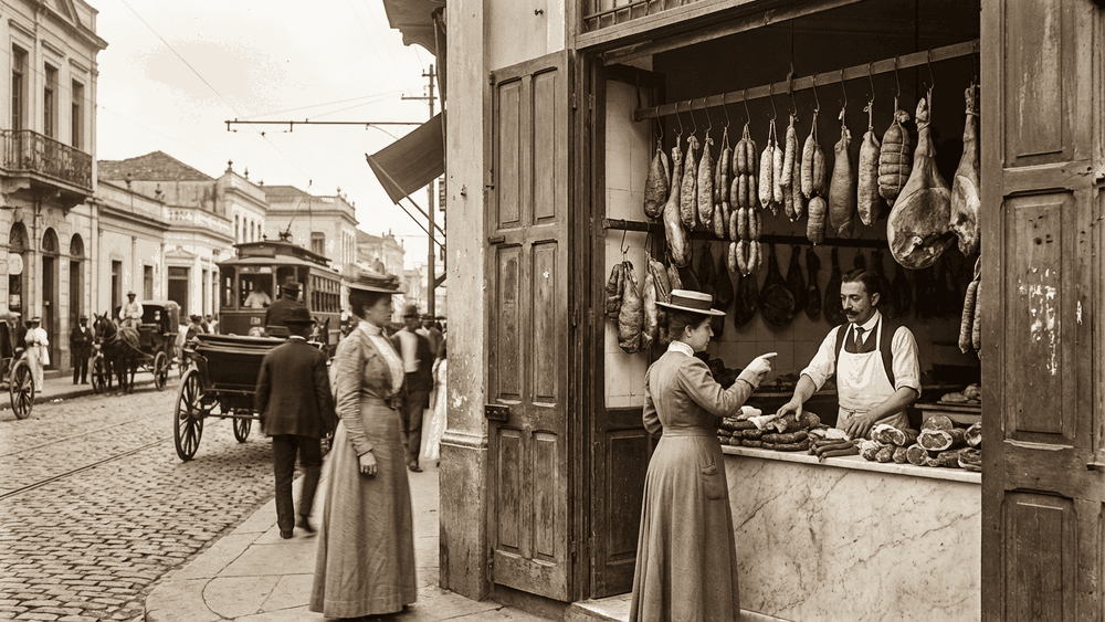 vina ou salsicha, imigração italiana no Brasil no final do século XIX, origem da palavra salsicha a partir do italiano salsiccia, Palavras com História