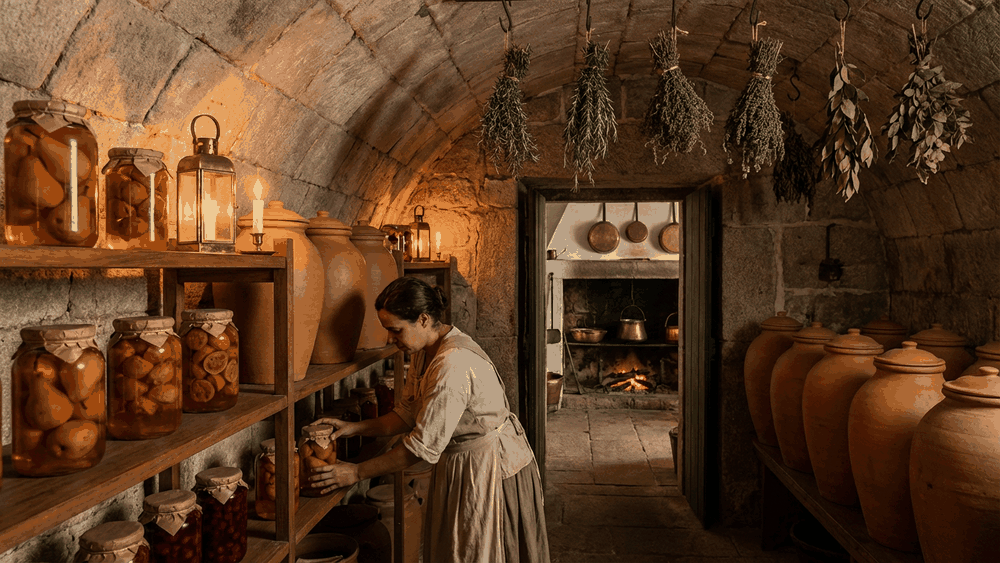 geleia, compota ou doce, talhas de barro com compotas de frutas em calda, despensa colonial portuguesa, Palavras com História