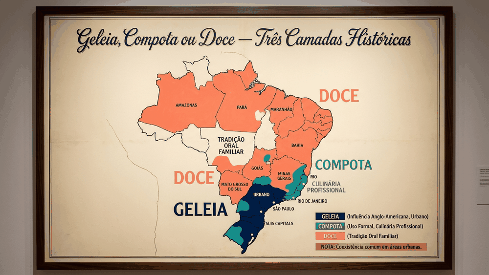geleia, compota ou doce no Brasil: mapa de distribuição regional, Palavras com História
