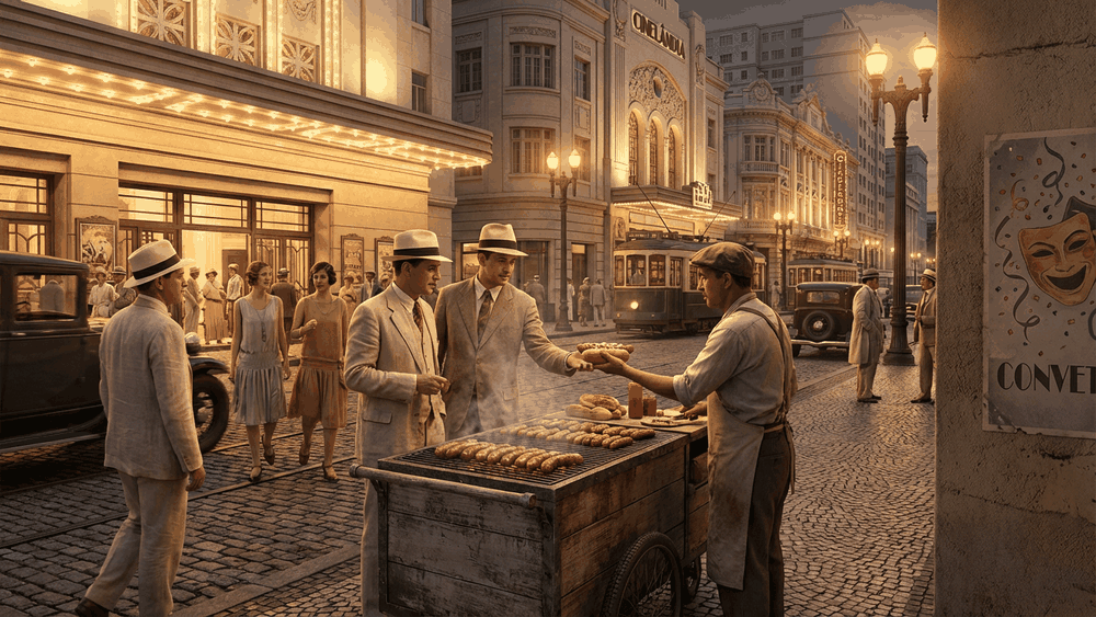 cachorro-quente ou hot dog, barraca de cachorro-quente carioca nos anos 1960, com molho de tomate, batata palha, milho e ervilha: a versão brasileira completa, Palavras com História