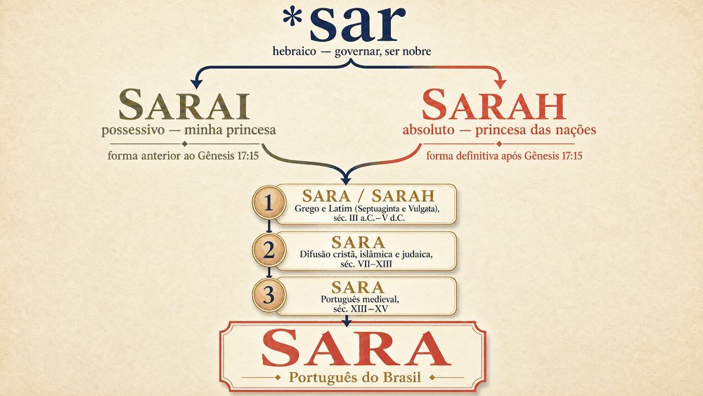 significado do nome Sara — árvore etimológica do hebraico Sarai ao português Sara e Sarah via grego e latim