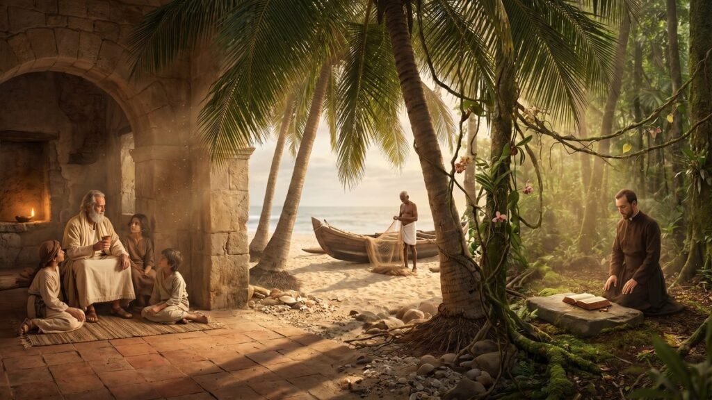 significado do nome Tomás — paisagem contínua: interior judeu em Jerusalém, costa de Malabar na Índia e Atlantic forest no Brasil colonial