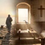 significado do nome Jonas — três cenas em atmosfera contínua: porto fenício de Jope, interior com pomba na janela e parish brasileira
